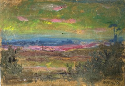 Lot 618 - Sven BERLIN (1911-1999) Landscape Oil on...