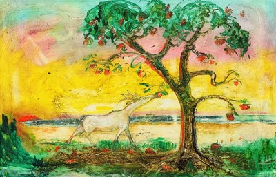 Lot 71 - Sven BERLIN (1911-1999) White Stag Oil on...