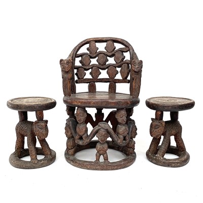 Lot 2 - A throne chair, Bamileke, Cameroon, the back...