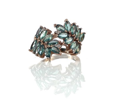 Lot 188 - A good 14k rose gold Alexandrite and diamond...