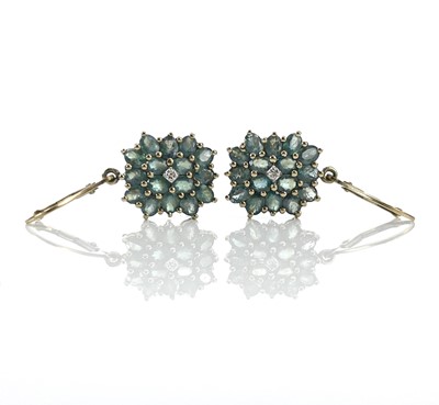 Lot 21 - A pair of 9ct gold Alexandrite and diamond...