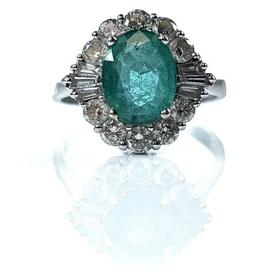 Lot 156 - An attractive 18ct white gold diamond and...