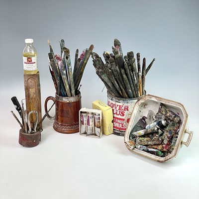 Lot 466 - The studio collection of paint brushes, paints...