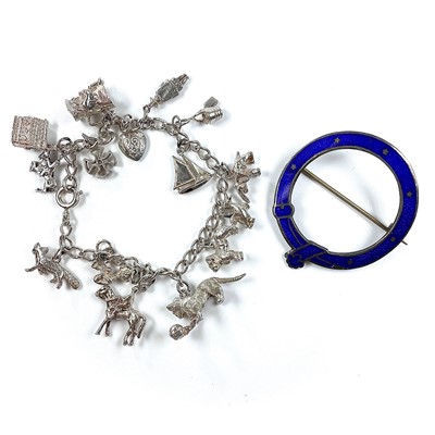 Lot 70 - A sterling silver and blue guilloche enamel...