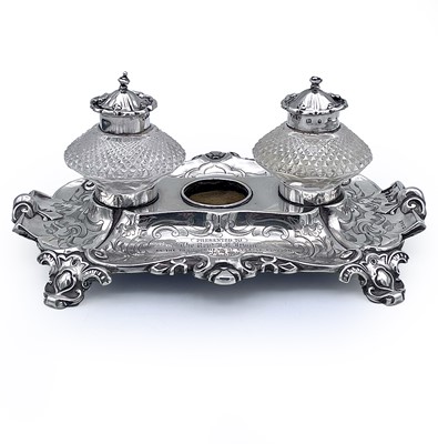 Lot 53 - A good Victorian silver three section desk...