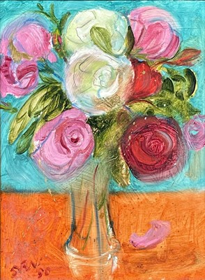Lot 243 - Sven BERLIN (1911-1999) Still Life Roses Oil...