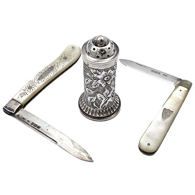 Lot 42 - A Victorian silver foliate embossed pepperette...