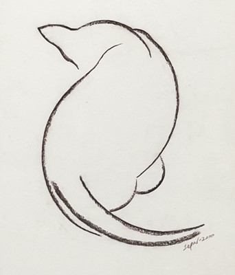 Lot 127 - Hyman SEGAL (1914-2004) Cat Charcoal on paper...