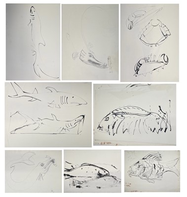 Lot 720 - Sven BERLIN (1911-1999) Fish Ink and pen 39 x...