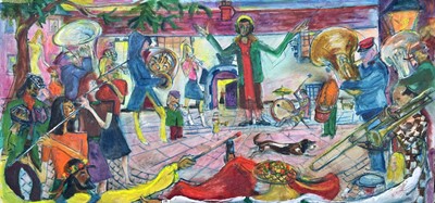 Lot 659 - Sven BERLIN (1911-1999) Town Band Oil on board...