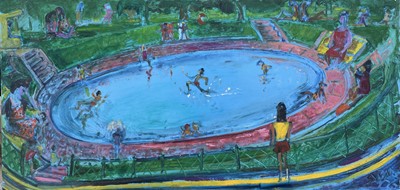 Lot 604 - Sven BERLIN (1911-1999) Open Air Pool Oil on...