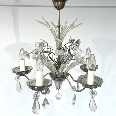 Lot 231 - A French glass and painted steel electrolier,...
