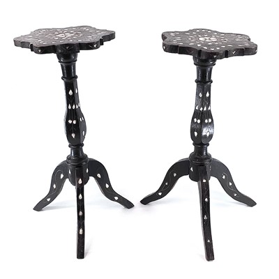 Lot 1002 - Two Indian mother of pearl inlaid tripod...