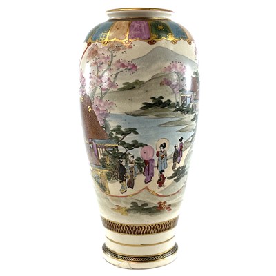 Lot 327 - A Japanese Satsuma porcelain vase, Meiji...
