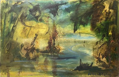 Lot 432 - Sven BERLIN (1911-1999)   Waterway Oil on...