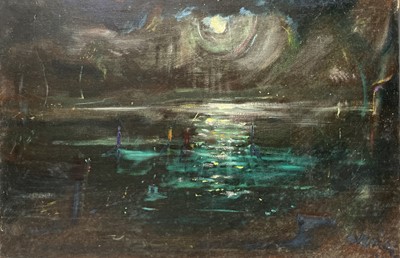 Lot 706 - Sven BERLIN (1911-1999) Skating in Moonlight  ...