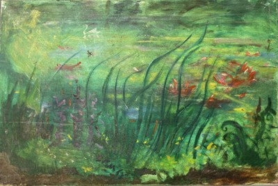 Lot 503 - Sven BERLIN (1911-1999) Lily Pond Oil on...