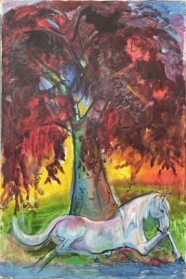 Lot 628 - Sven BERLIN (1911-1999) White Horse Oil on...