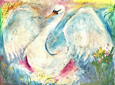 Lot 20 - Sven BERLIN (1911-1999) Swan amongst flowers...
