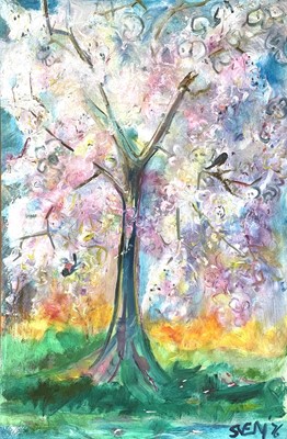 Lot 536 - Sven BERLIN (1911-1999) Blossoming tree Oil on...