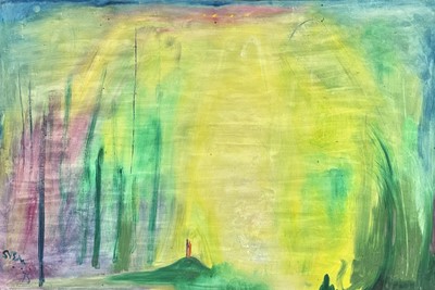 Lot 700 - Sven BERLIN (1911-1999) Abstract landscape Oil...
