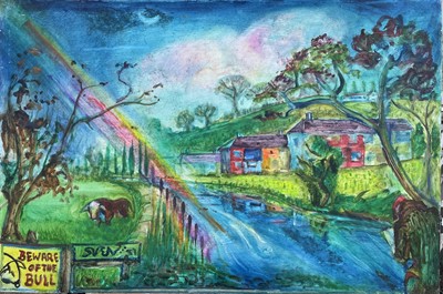 Lot 718 - Sven BERLIN (1911-1999) Rainbow Oil on board...