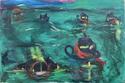 Lot 254 - Sven BERLIN (1911-1999) SCUBA Divers Oil on...