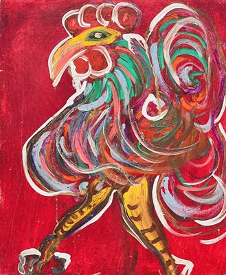 Lot 308 - Sven BERLIN (1911-1999) Rooster Oil on canvas...