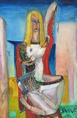 Lot 360 - Sven BERLIN (1911-1999) Woman and Muse Oil on...