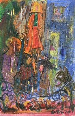 Lot 486 - Sven BERLIN (1911-1999) Raining Oil on board...
