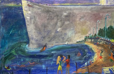 Lot 237 - Sven BERLIN (1911-1999) Passing Tanker Oil on...