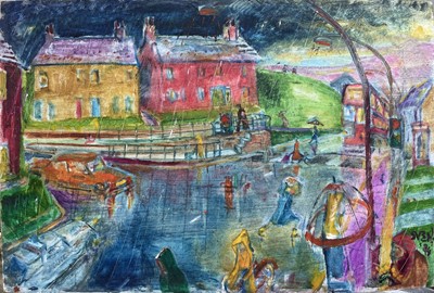 Lot 347 - Sven BERLIN (1911-1999) Rainy Junction Oil on...