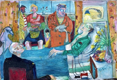 Lot 143 - Sven BERLIN (1911-1999) The Visitors Oil on...