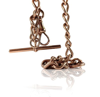 Lot 63 - A 9ct rose gold curb link Albert pocket watch...