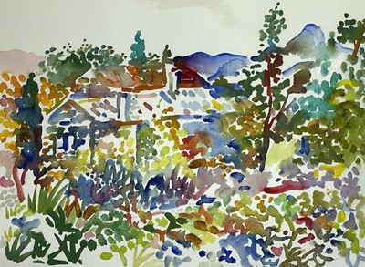 Lot 36 - Fred YATES (1922-2008) Cornish Cottage, Autumn...