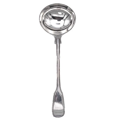 Lot 97 - A Victorian silver fiddle thread pattern sauce...