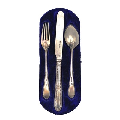 Lot 123 - A Victorian silver three piece christening set,...