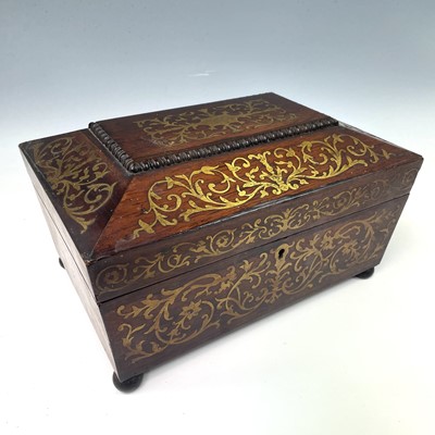 Lot 14 - A Regency rosewood and cut brass inlaid...