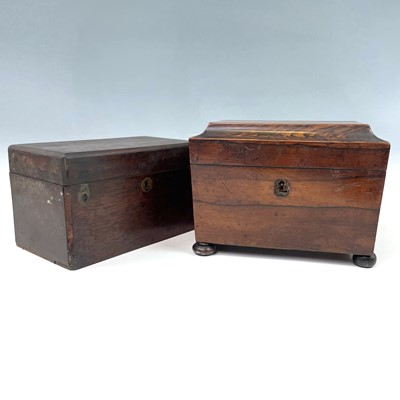 Lot 18 - A William IV rosewood rectangular tea caddy,...