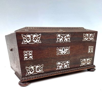Lot 70 - A William IV rosewood and mother of pearl...