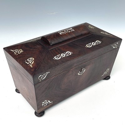 Lot 77 - A William IV rosewood and mother of pearl...