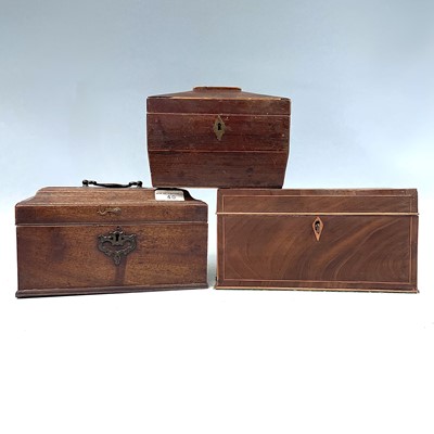 Lot 157 - An early George III mahogany tea caddy, the...