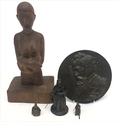 Lot 490 - A bronze figure of a monk, hinged at the...