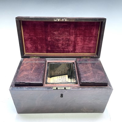 Lot 160 - A George III mahogany rectangular tea caddy,...