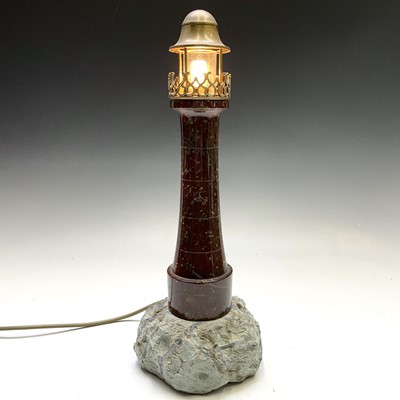 Lot 83 - A Cornish serpentine lighthouse lamp, with...