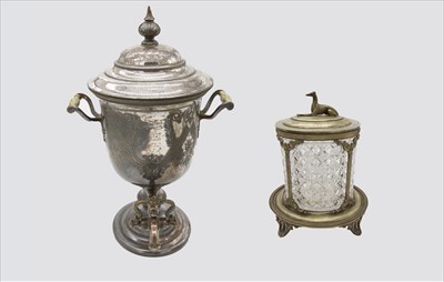 Lot 2301 - A Victorian cut glass and silver plated...