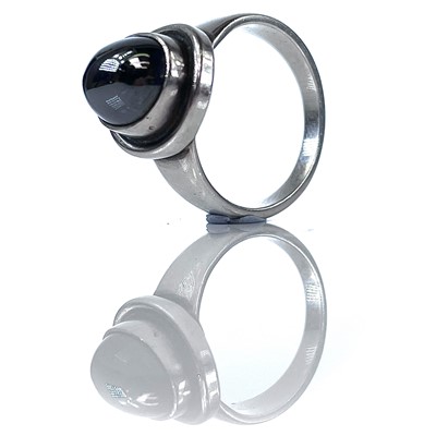 Lot 149 - A Georg Jensen silver and hematite ring,...