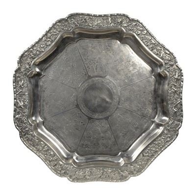 Lot 16 - A Chinese silver salver, by Wang Hing & Co,...