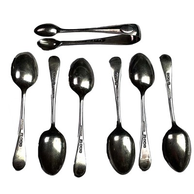 Lot 118 - An Edwardian silver set of six teaspoons with...