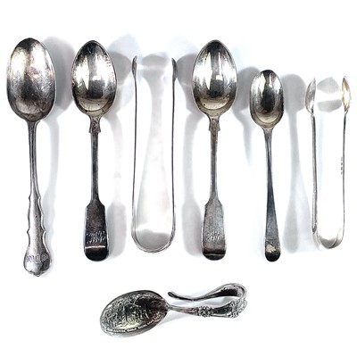 Lot 78 - A collection of silver flatware to include a...